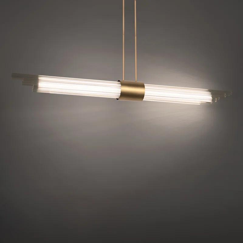 Luzerne Aged Brass LED Pendant with Reeded Glass Shade