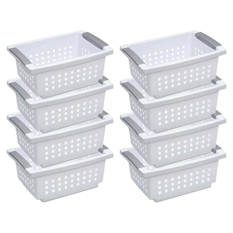 Sterilite 8-Pack White Plastic Ventilated Storage Baskets