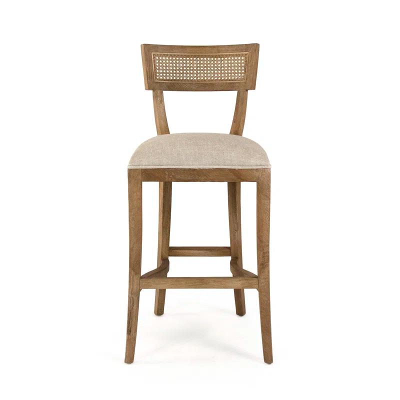 Natural Cream Linen and Wood Counter Stool