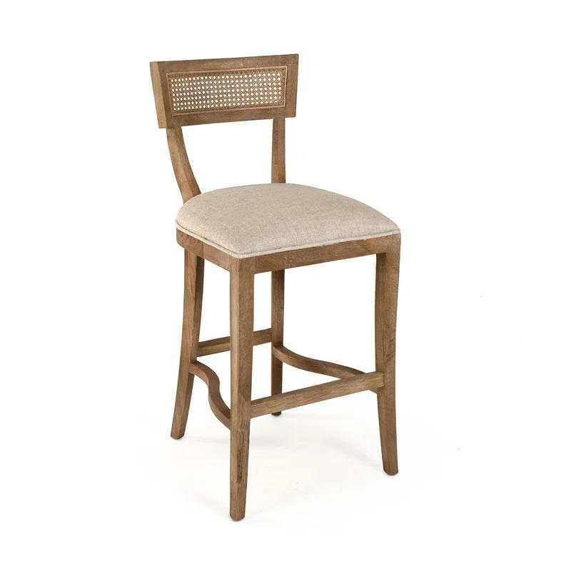 Natural Cream Linen and Wood Counter Stool
