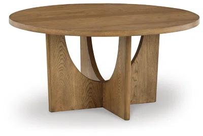 Transitional 60" Solid Oak Round Dining Table in Light Brown