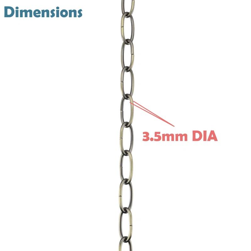 Aspen Creative 21110-51,Steel 10 Feet Heavy Duty Chain For Hanging Up Maximum Weight 40 Pounds-Lighting Fixture/Swag Light/Plant In Antique Brass.11 Gauge.