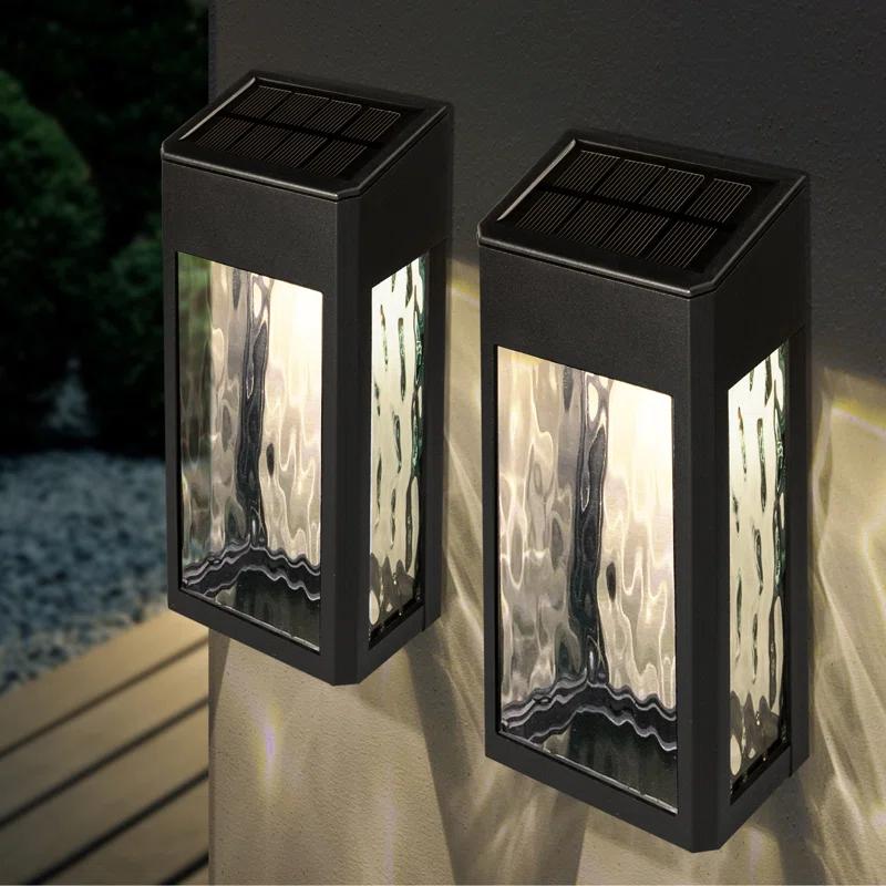 Classy Caps Black Powder Coated Aluminum Solar Powered Integrated LED Metal Deck Light (Set of 2)