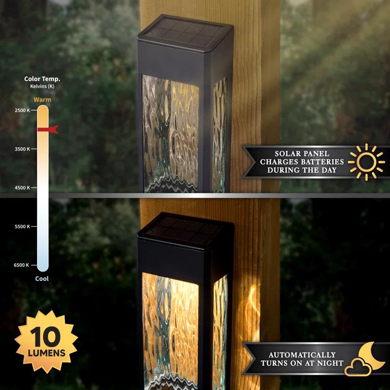 Classy Caps Black Powder Coated Aluminum Solar Powered Integrated LED Metal Deck Light (Set of 2)