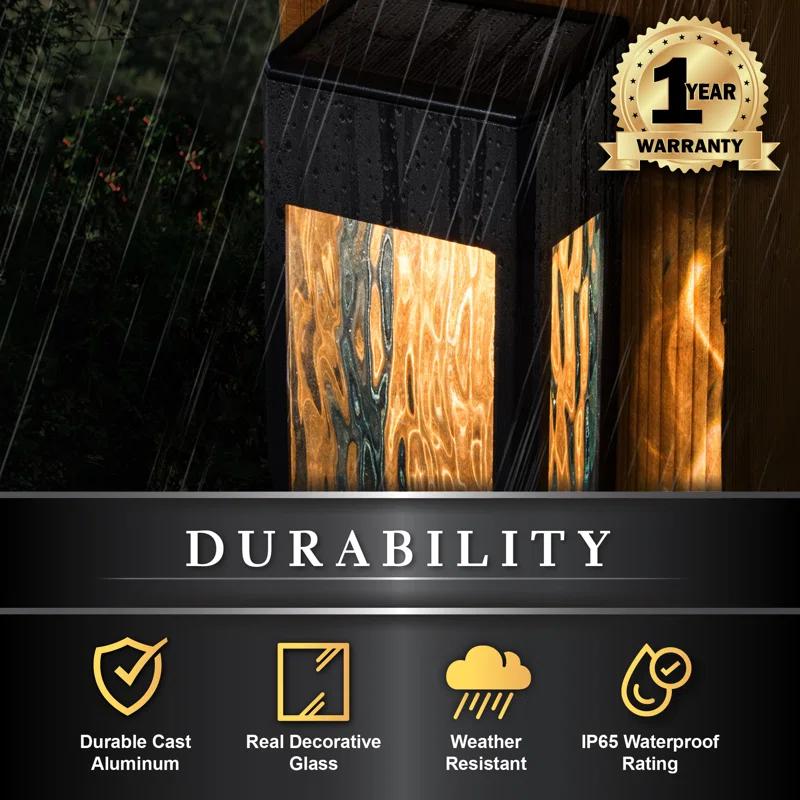 Classy Caps Black Powder Coated Aluminum Solar Powered Integrated LED Metal Deck Light (Set of 2)