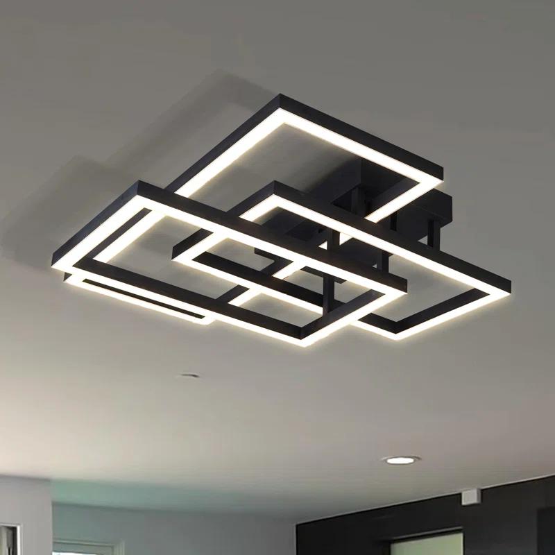 Radium 28" Black Aluminum Integrated LED Semi-Flush Ceiling Light