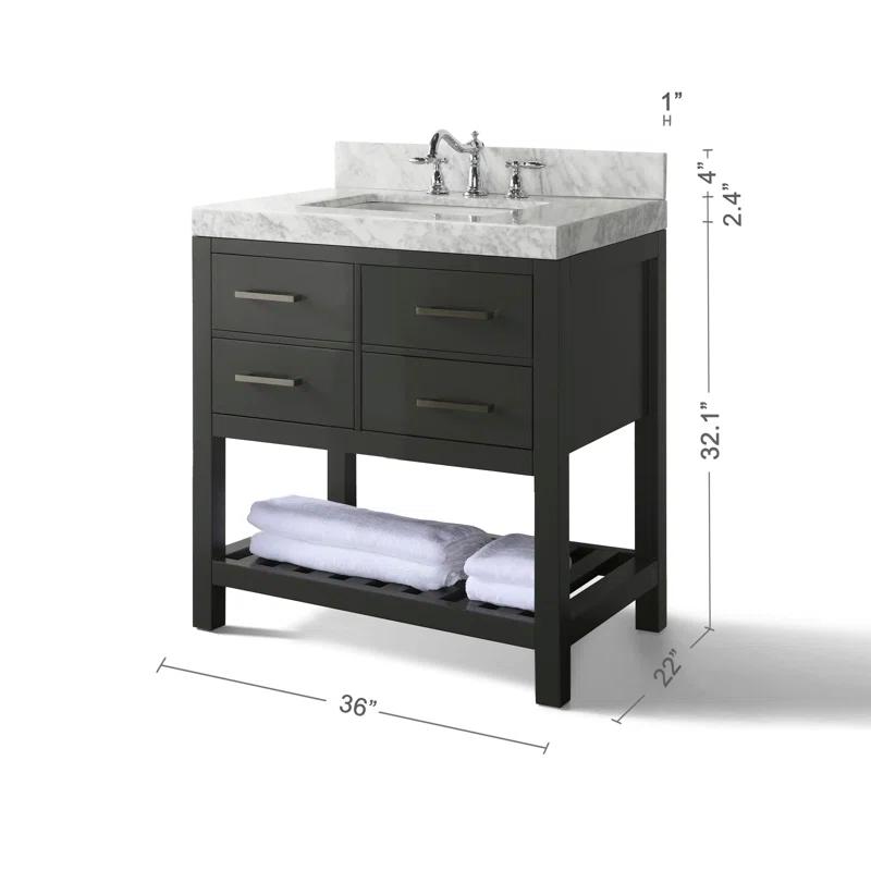 Carrie 36'' Single Bathroom Vanity with Carrara Marble Top