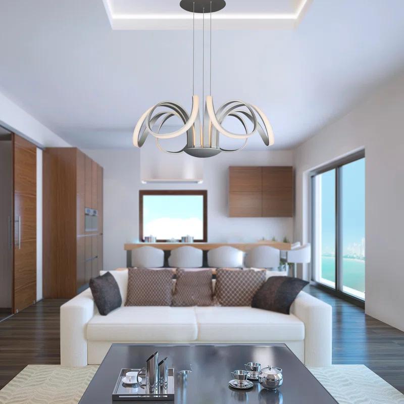 Capella Flower 30" Integrated LED ETL Certified Chandelier Height Adjustable Pendant