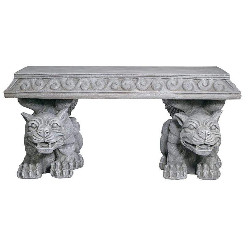 Blair Castle 31" Faux Stone Resin Gargoyle Bench