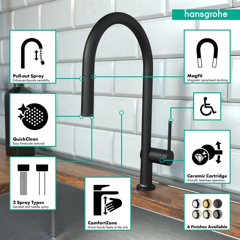 hansgrohe Talis N HighArc Kitchen Faucet, O-Style 2-Spray Pull-Down, 1.75 GPM