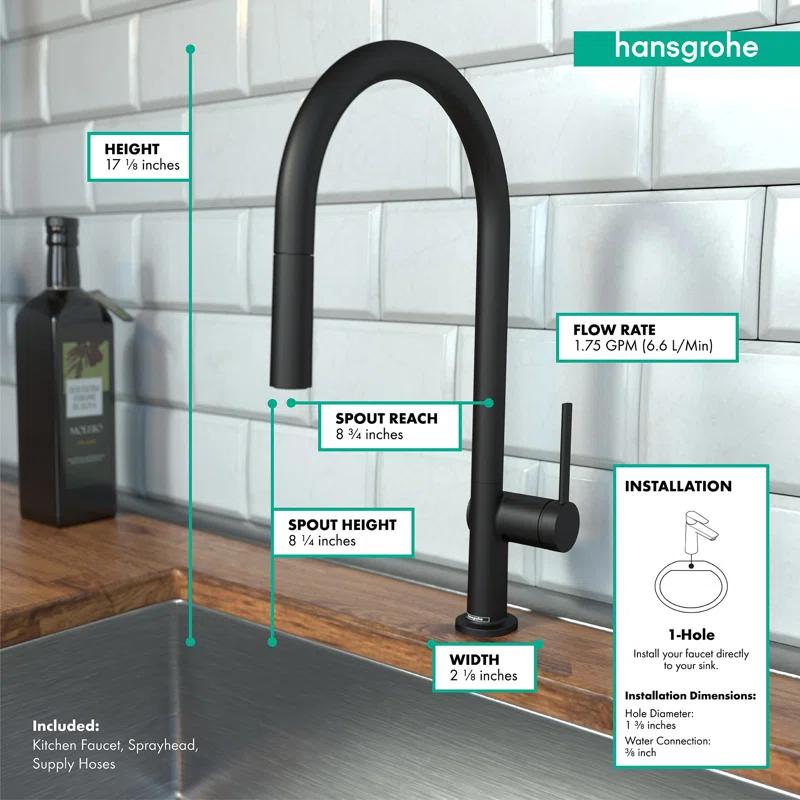 hansgrohe Talis N HighArc Kitchen Faucet, O-Style 2-Spray Pull-Down, 1.75 GPM