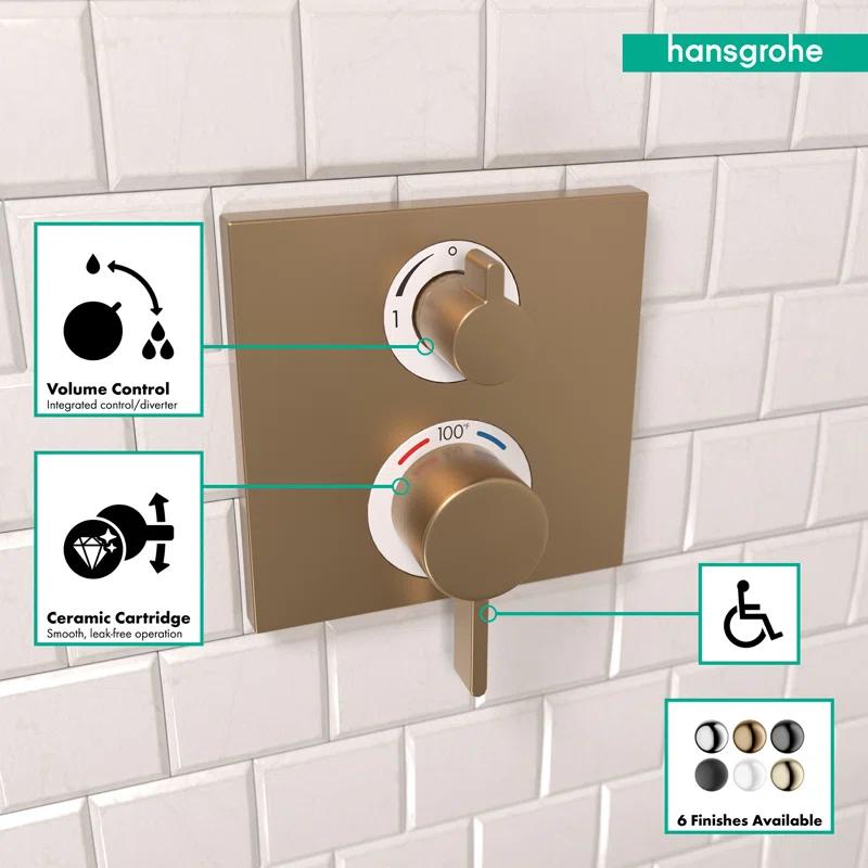 Modern Wall-Mounted Lever Shower Trim in Brushed Bronze