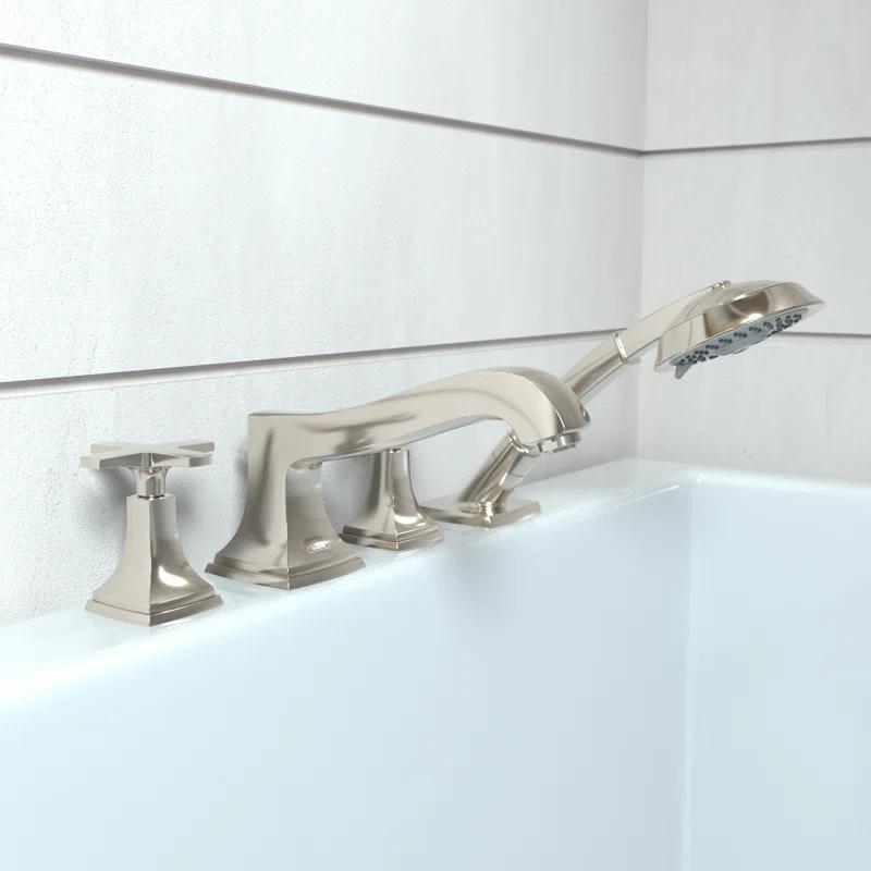 Modern Elegance Polished Nickel Widespread Deck Mounted Faucet