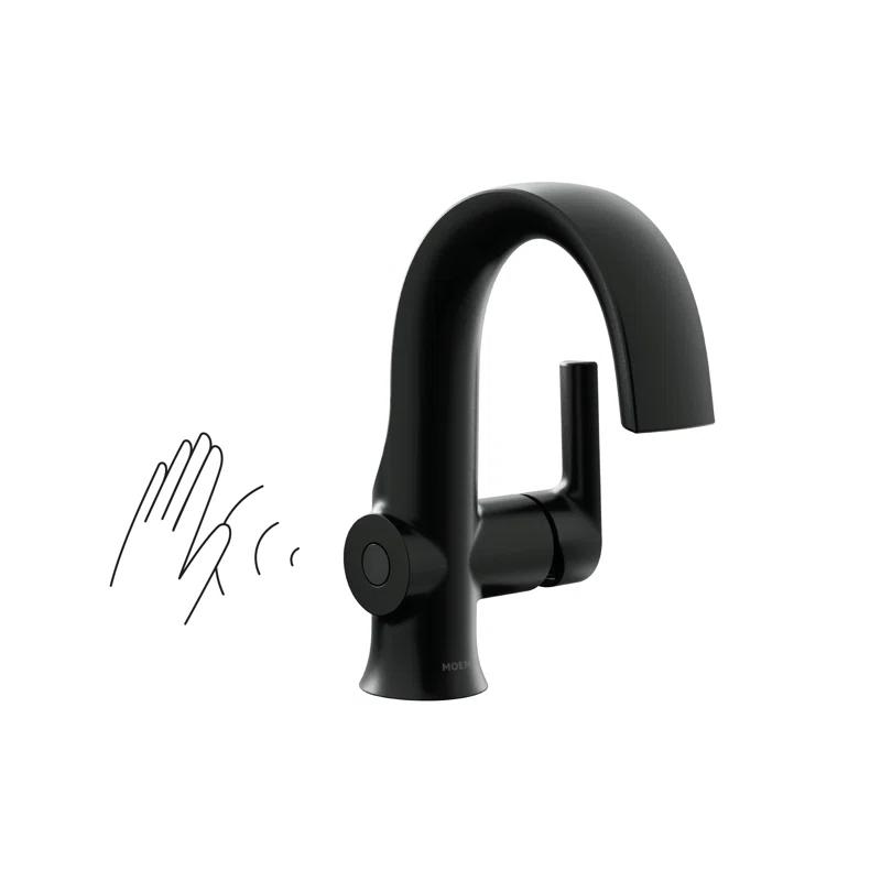 Moen Doux Wave Touchless Matte Black Bathroom Faucet with Drain Assembly