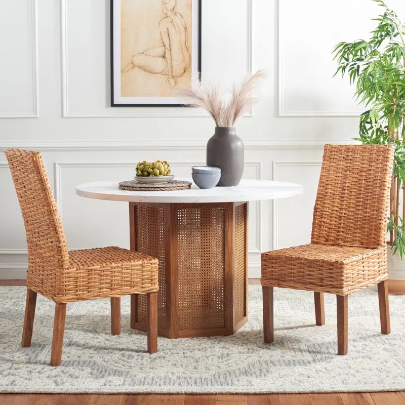 Parsons Transitional Honey Oak Cane Side Chair