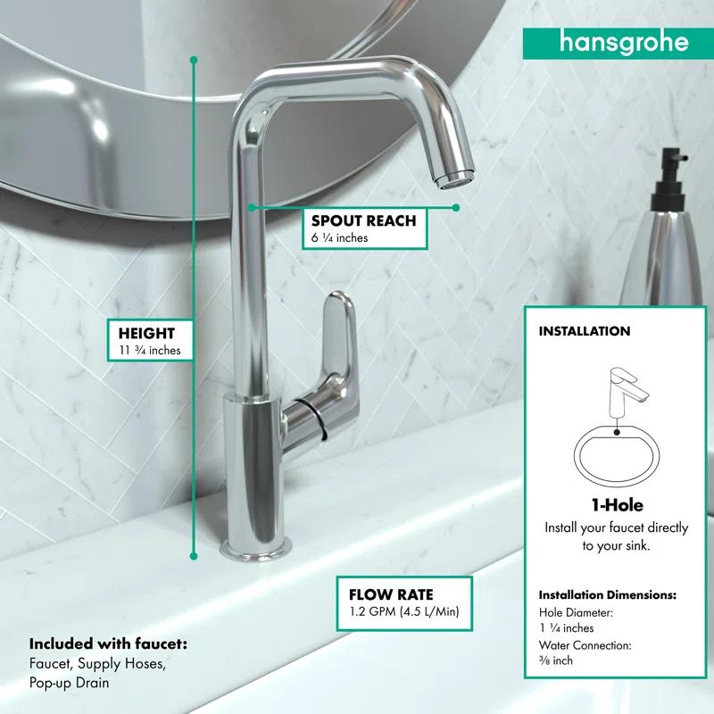 Chrome Single Hole Vessel Bathroom Faucet