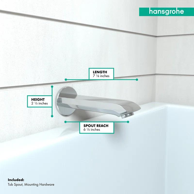 Modern Brushed Nickel Wall Mounted Tub Spout