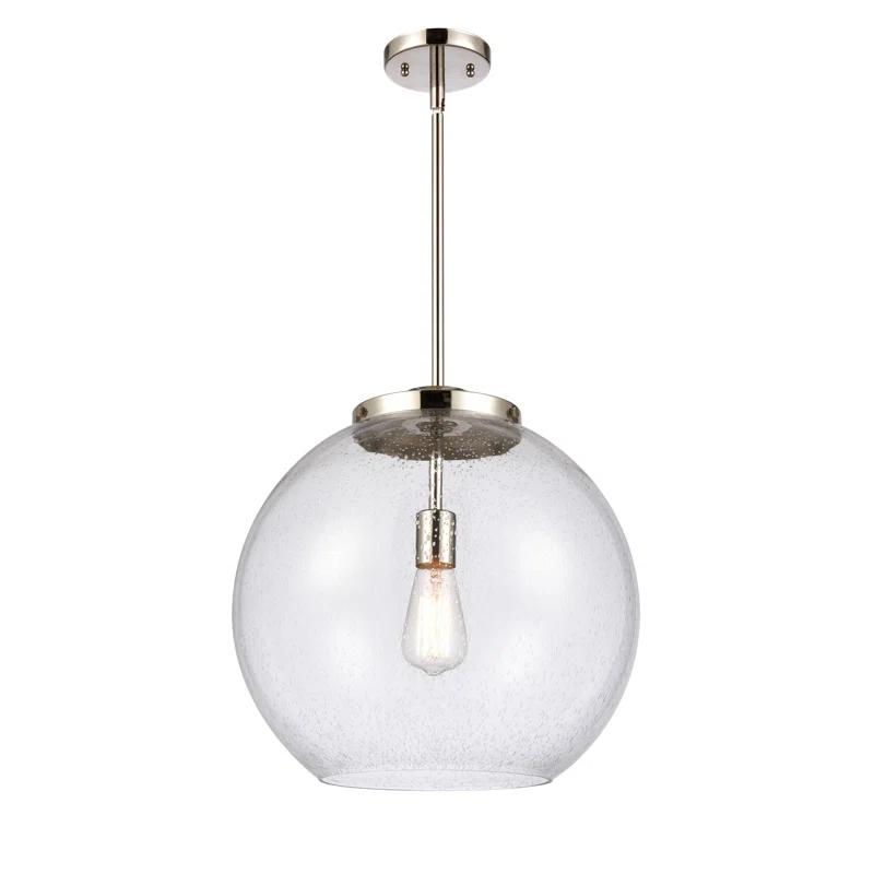 Athens 16'' Polished Nickel Globe Pendant with LED, Fluorescent, Incandescent Options