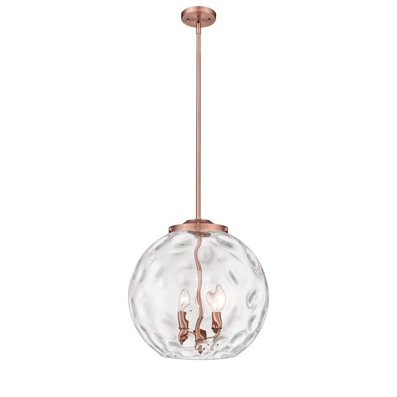 Ballston Athens 17'' Antique Copper Globe Pendant with Water Glass