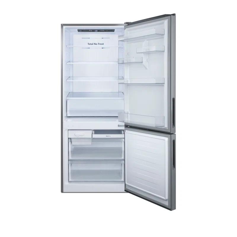 Summit 28" Silver Stainless Steel Smart Energy Star Bottom Freezer Refrigerator