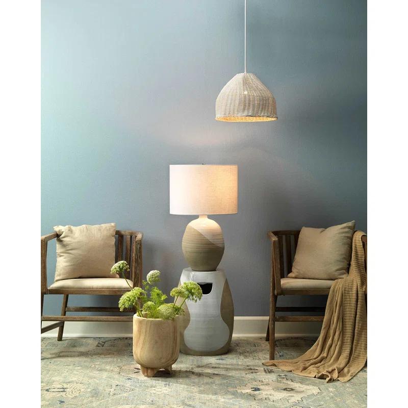 Risu Two-Tone Ceramic Table Lamp with White Linen Shade