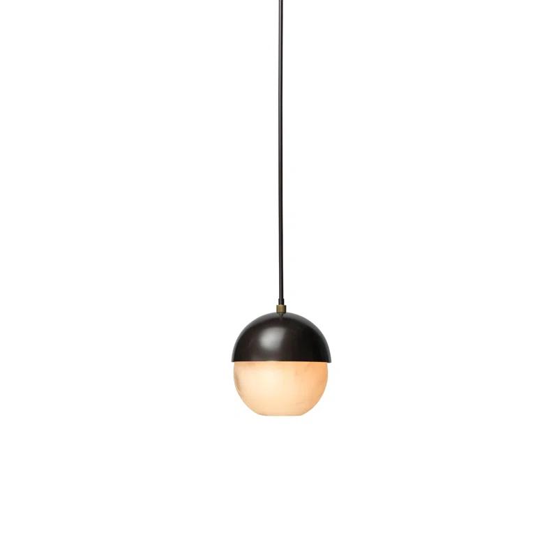 Mini Bowl LED Pendant in Oil Rubbed Bronze with Faux Alabaster Shade