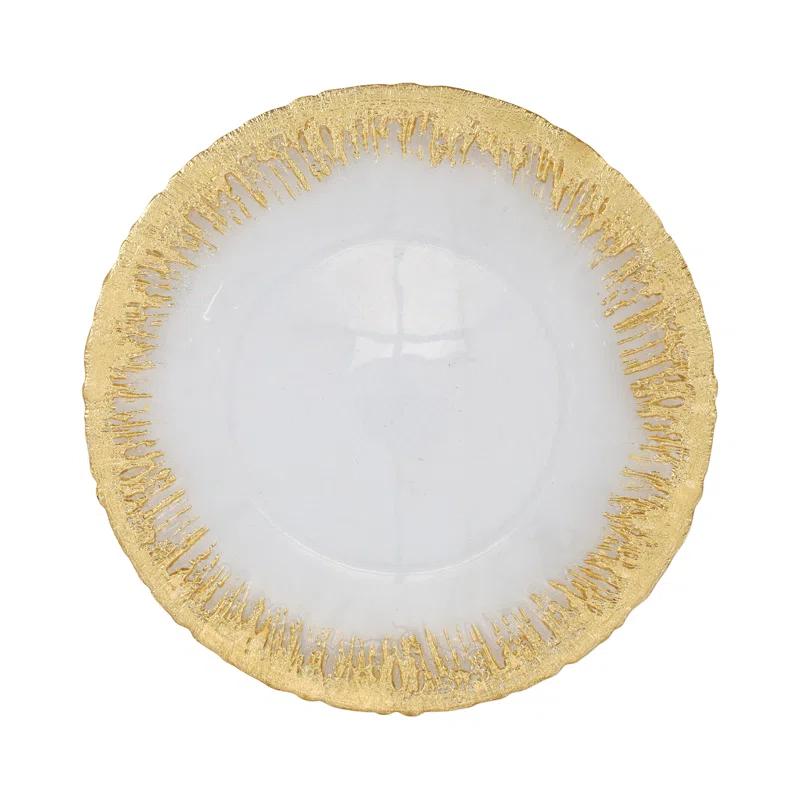 Handcrafted Rufolo 13'' Gold Brushstroke Glass Charger