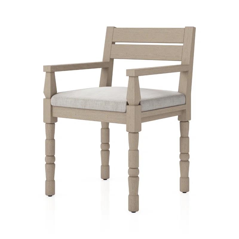Stone Gray Teak Outdoor Dining Chair with Cushion
