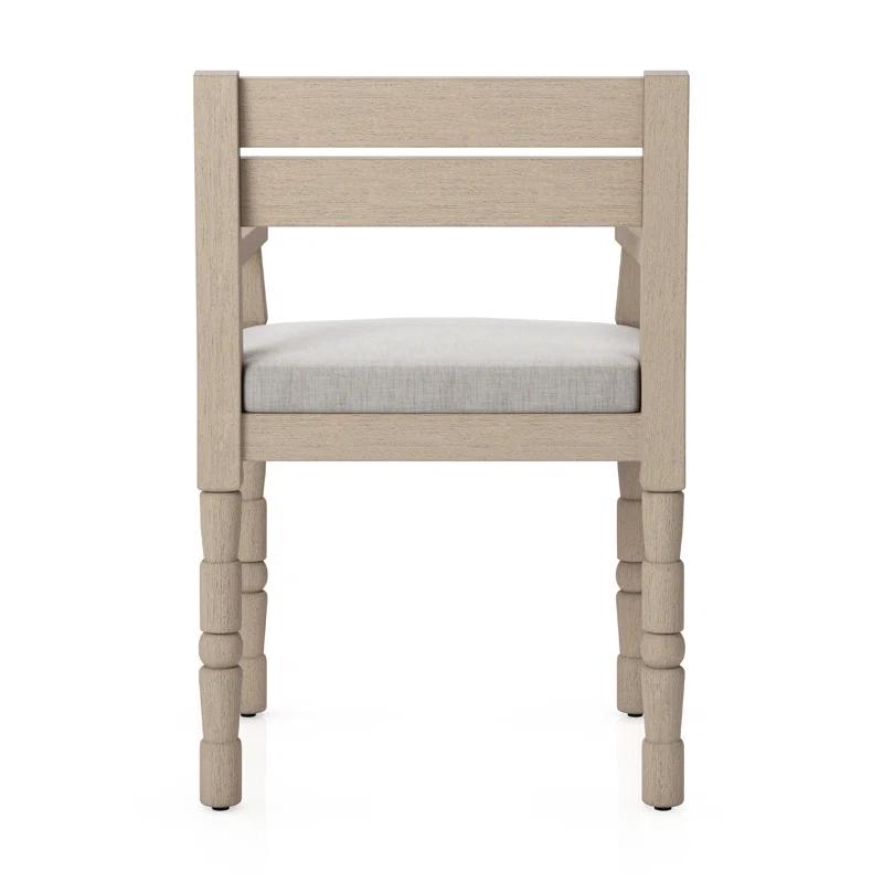 Stone Gray Teak Outdoor Dining Chair with Cushion