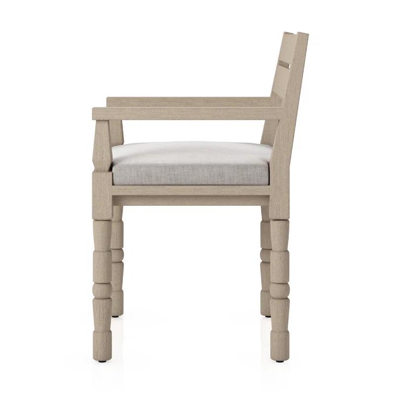 Stone Gray Teak Outdoor Dining Chair with Cushion