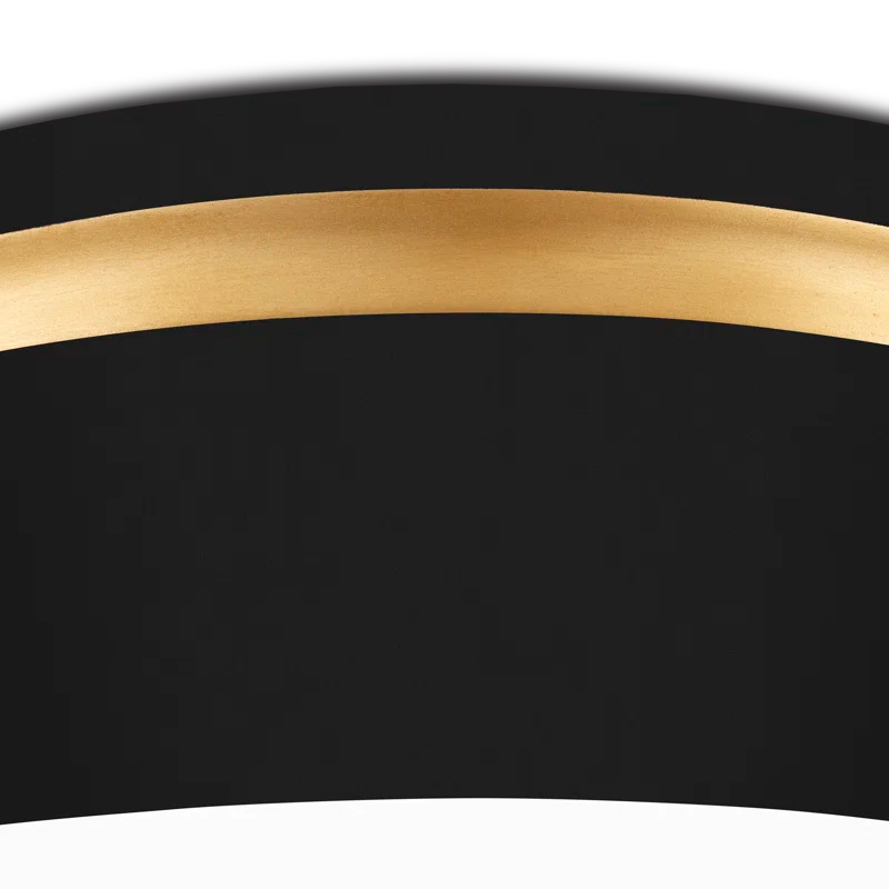 Serenity Satin Black and Gold LED Flush Mount with White Acrylic Shade
