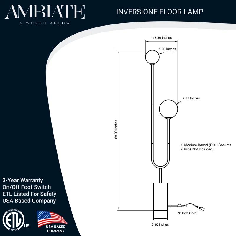 Sunshine Lighting 68.90'' Black Arched Floor Lamp