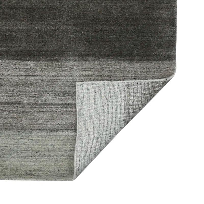 Handmade Contemporary Gray Stripe Wool-Viscose Blend Area Rug 5' x 8'