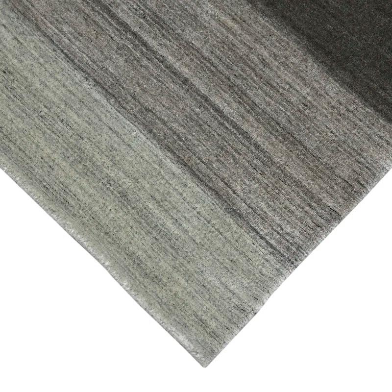 Handmade Contemporary Gray Stripe Wool-Viscose Blend Area Rug 5' x 8'