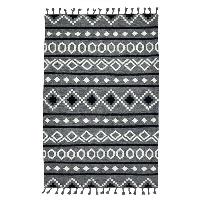 Union Rustic Oneil Moroccan Handmade Wool Gray Area Rug