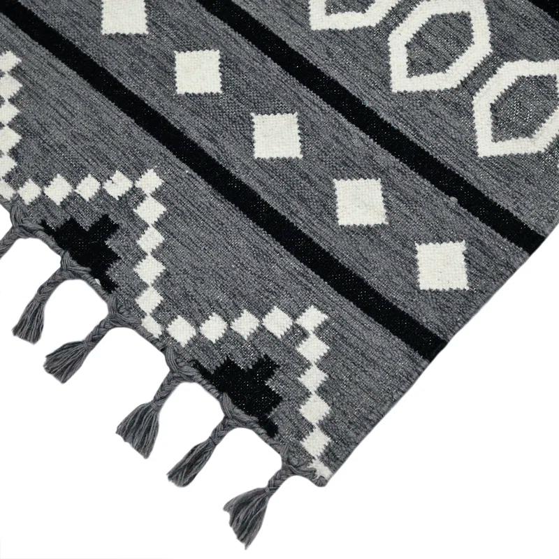 Union Rustic Oneil Moroccan Handmade Wool Gray Area Rug