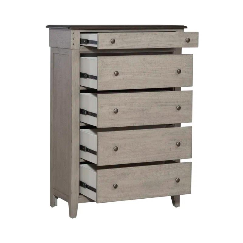 Cottage Charm Cream 5-Drawer Vertical Dresser with Felt-Lined Drawers