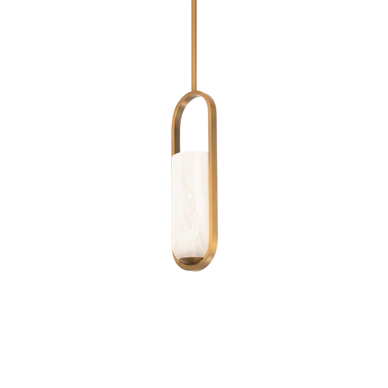 Rollins Aged Brass Mini LED Pendant with Alabaster Shade
