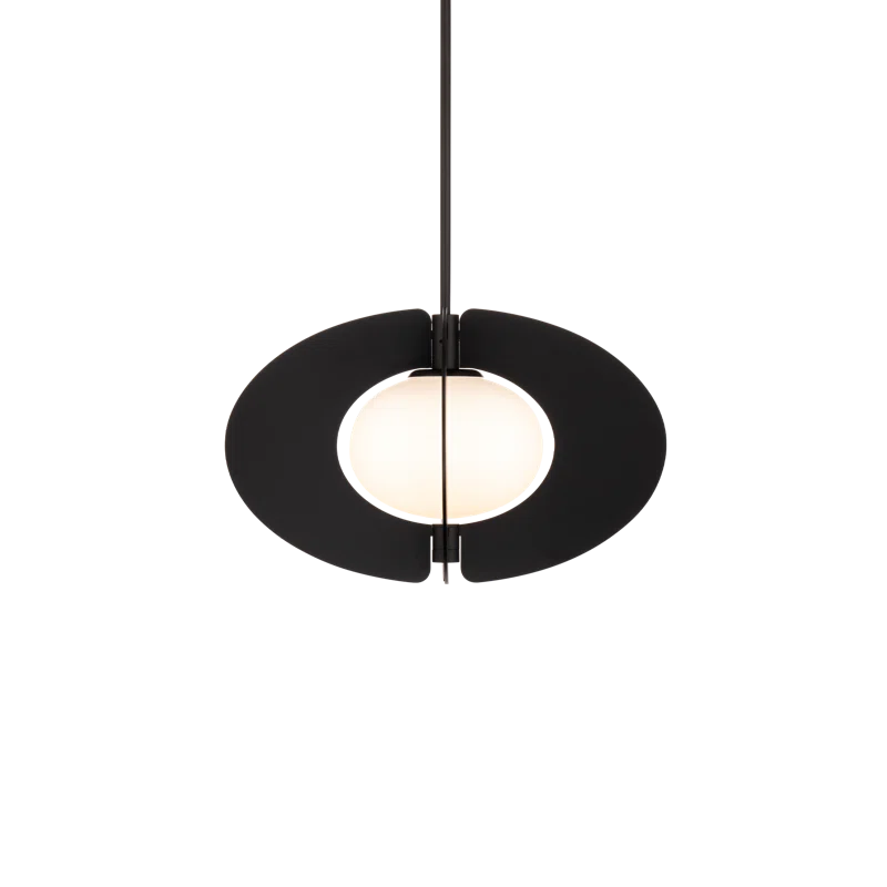 Echelon Black LED Geometric Pendant with Etched Opal Glass