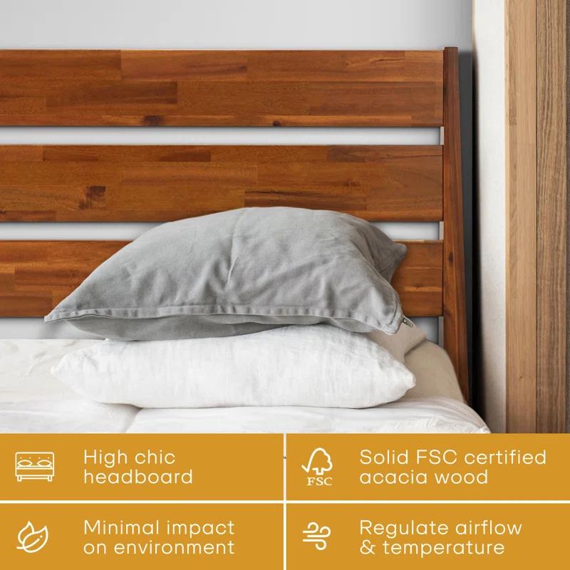 Acacia Premium Emery Solid Wood Platform Bed Frame with Headboard Included, No Box Spring Needed, Weight Capacity 800lb.