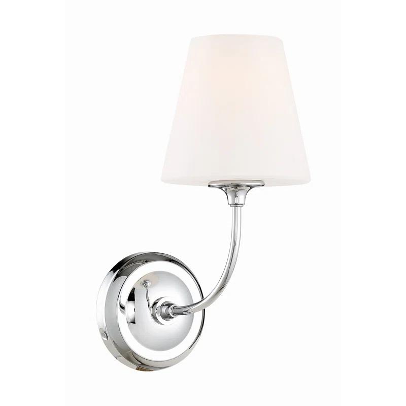 Sylvan Polished Chrome 1-Light Wall Sconce with White Glass Shade