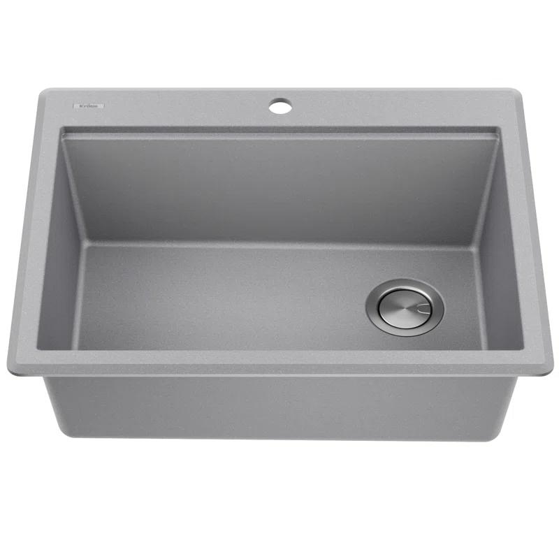 KRAUS Bellucci Granite Composite Workstation Drop-In Top Mount Single Bowl Kitchen Sink with Accessories