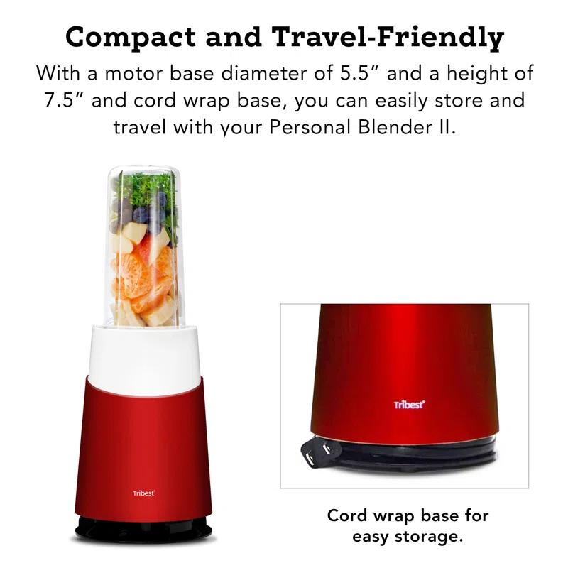 Tribest Personal Blender II Mason Jar Ready (Family 16-Piece Set) – Red