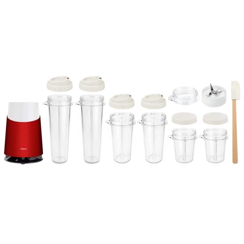 Tribest Personal Blender II Mason Jar Ready (Family 16-Piece Set) – Red