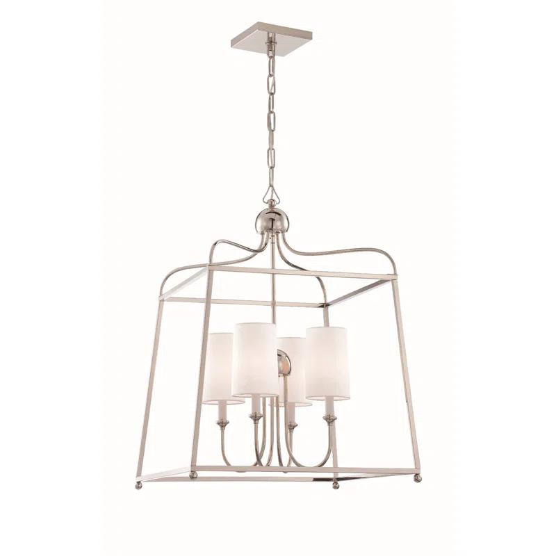 Four Light Chandelier With Linen Fabric Shades In Traditional Style 21.5 Inches Wide By 29.75 Inches High     -Traditional Installation Crystorama