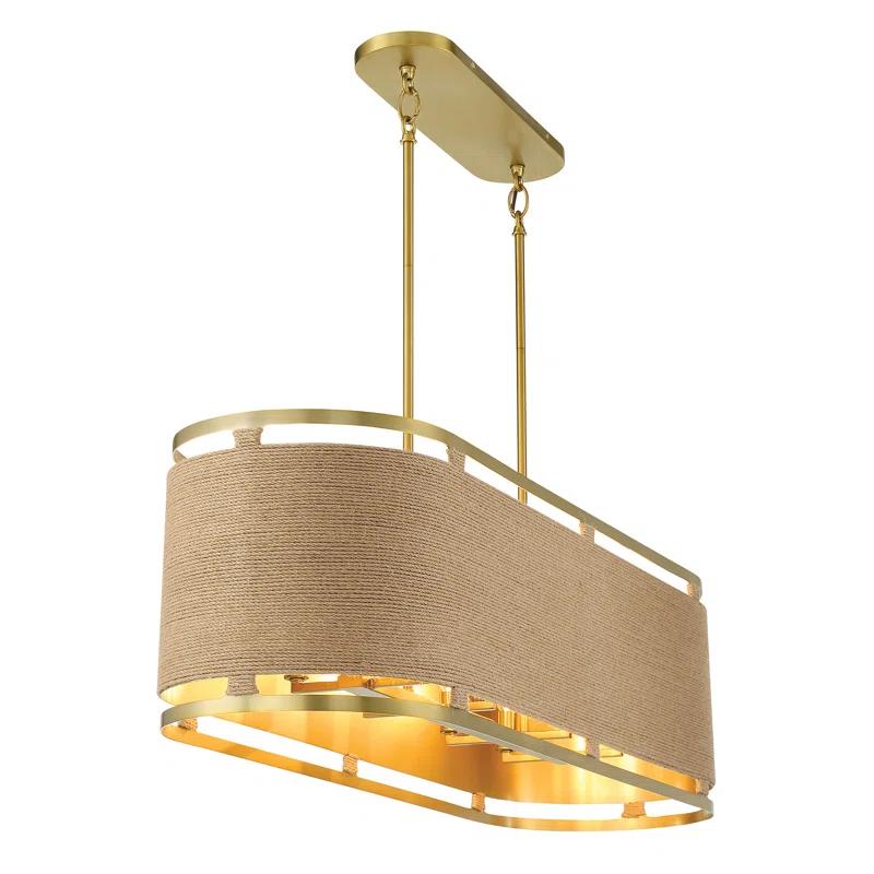 Soft Brass 8-Light Drum Pendant Chandelier