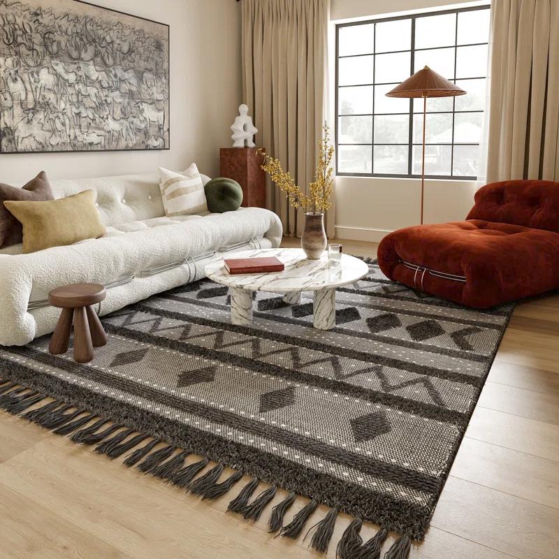 High-Low Durden Geometric Gray 5' x 8' Wool Area Rug