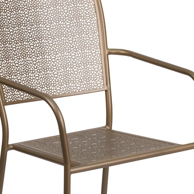 Gold Rain Flower Indoor-Outdoor Steel Stackable Patio Chair