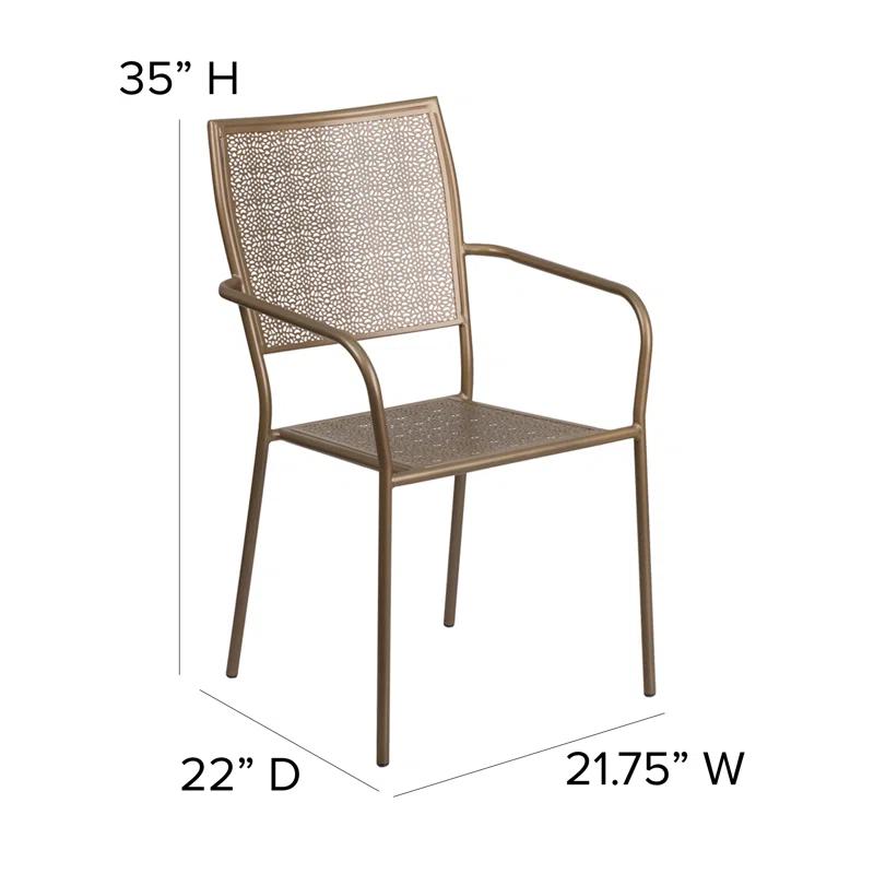 Gold Rain Flower Indoor-Outdoor Steel Stackable Patio Chair