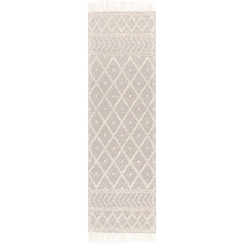 Loria Geometric Handmade Hand Woven Wool Ivory/Charcoal Area Rug